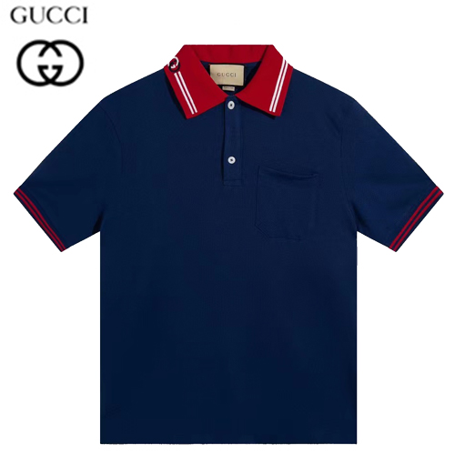 GUCCI-06083 구찌 네이비 스트라이프 장식 폴로 티셔츠 남성용